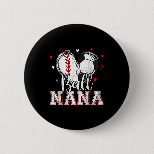 Ball nana baseball soccer heart nana of both 6 cm round badge