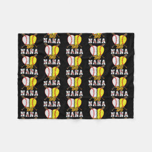 Ball Nana Softball Baseball Lovers Funny Mother's Fleece Blanket