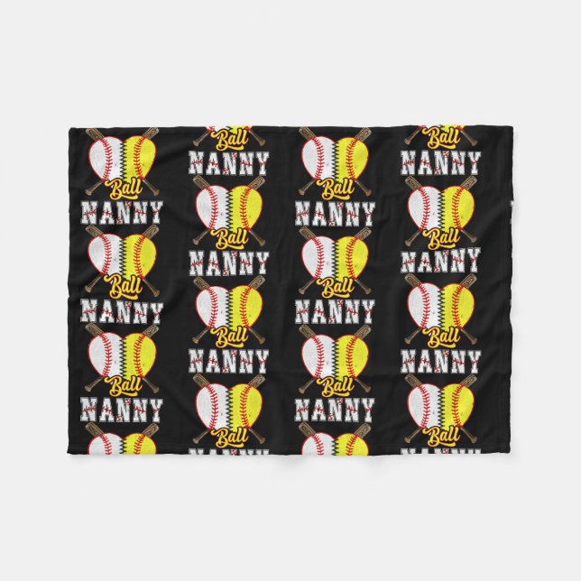 Ball Nanny Softball Baseball Lovers Funny Fleece Blanket (Front (Horizontal))