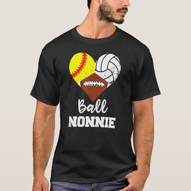 Ball Nonnie Heart  Softball Volleyball Football No T-Shirt (Front)