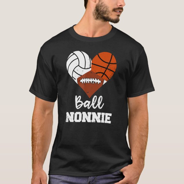 Ball Nonnie Heart Volleyball Basketball Football N T-Shirt (Front)