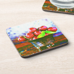 "Ball Of Cherries Fruit" Cute Photo. Buy Now Coaster