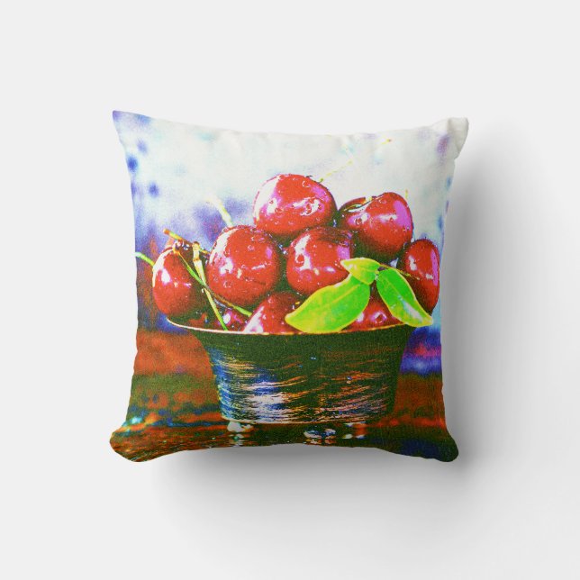 "Ball Of Cherries Fruit" Cute Photo. Buy Now Cushion (Front)