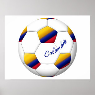 Ball of COLOMBIA SOCCER National flag Poster