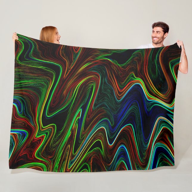 Ball of coloured wool rolled out, what does it do? fleece blanket (In Situ)