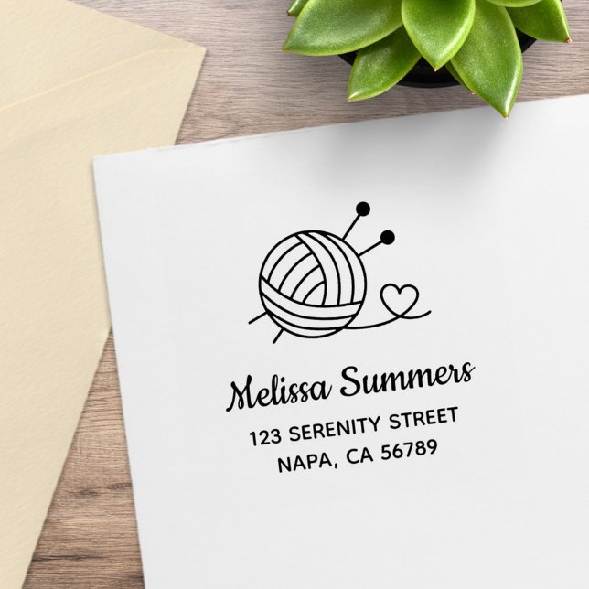 Ball of Knitting Yarn Craft Address Rubber Stamp (Creator Uploaded)