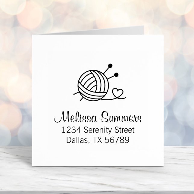 Ball of Knitting Yarn Craft Address Self-inking Stamp (Creator Uploaded)