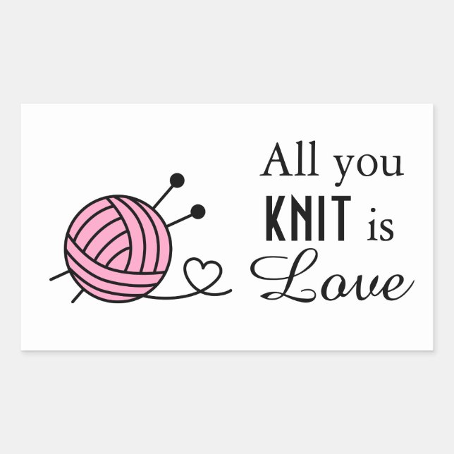 Ball of Knitting Yarn Craft - Custom Colour Rectangular Sticker (Front)