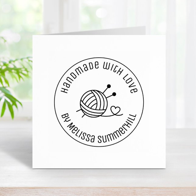 Ball of Knitting Yarn Craft Handmade with Love 2 Rubber Stamp (Creator Uploaded)