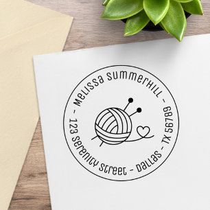 Ball of Knitting Yarn Craft Round Address 3 Rubber Stamp