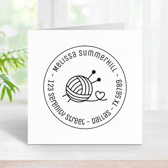 Ball of Knitting Yarn Craft Round Address 3 Rubber Stamp (Creator Uploaded)