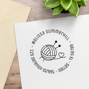Ball of Knitting Yarn Craft Round Address 4 Rubber Stamp