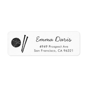 Ball of Yarn and Knitting Needles Return Address Return Address Label