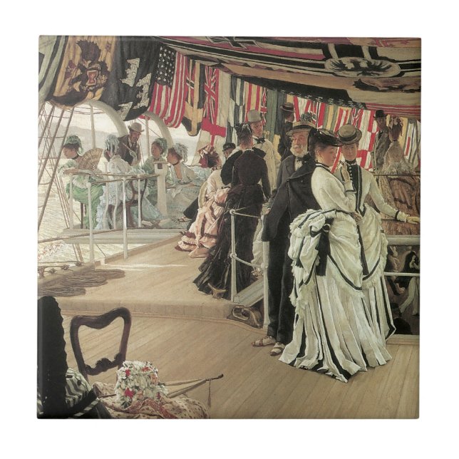 Ball on Shipboard by James Tissot, Victorian Art Ceramic Tile (Front)
