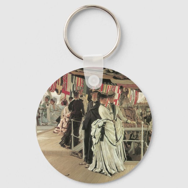 Ball on Shipboard by James Tissot, Victorian Art Key Ring (Front)