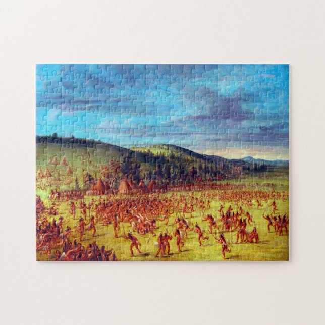 Ball Play of the Choctaw Ball Up George Catlin Jigsaw Puzzle (Horizontal)