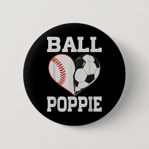 Ball Poppie Baseball Soccer Player Heart Love  6 Cm Round Badge