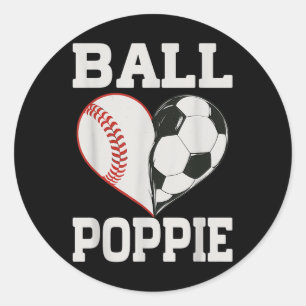 Ball Poppie Baseball Soccer Player Heart Love  Classic Round Sticker