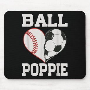 Ball Poppie Baseball Soccer Player Heart Love  Mouse Pad