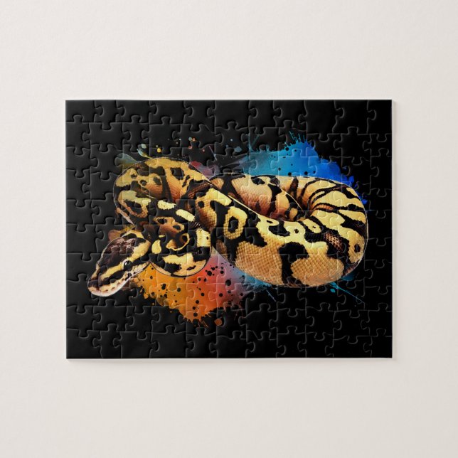 Ball Python Rainbow Colour Watercolor Jigsaw Puzzl Puzzle (Horizontal)