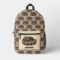Ball Python Snake, Brown and Tan Illustrated