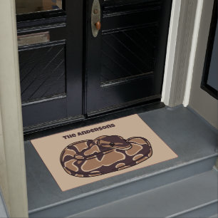 Ball Python Snake, Brown and Tan Personalised Doormat