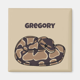 Ball Python Snake, Brown and Tan Personalised Magnet