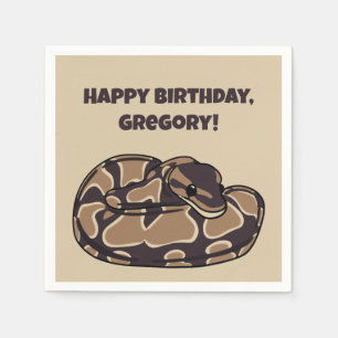 Ball Python Snake, Brown and Tan Personalised Napkin