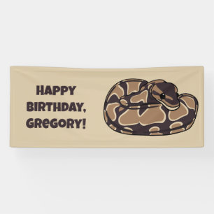 Ball Python Snake, Brown and Tan Personalized Banner