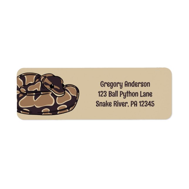 Ball Python Snake, Brown and Tan Return Address Label (Front)