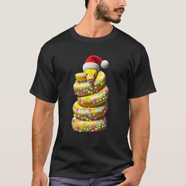 Ball Python Snake Christmas Hat Xmas  T-Shirt (Front)