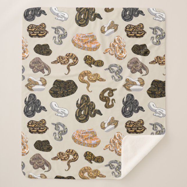 Ball Python Snake Morph Pattern Sherpa Blanket (Front)