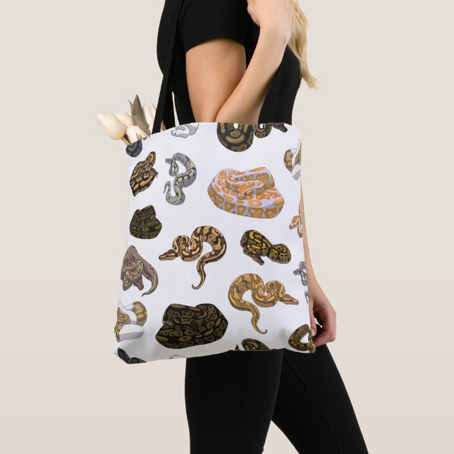 Ball Python Snake Morph Pattern Tote Bag (Close Up)