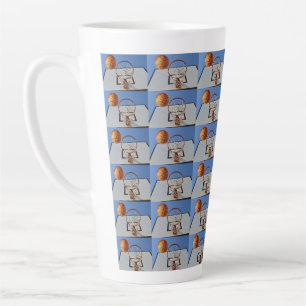 Ball Scoring Points At Basketball, Latte Mug
