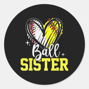 Ball Sister Softball Baseball Sister  Classic Round Sticker
