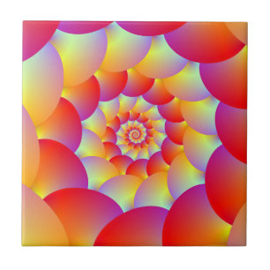 Ball Spiral in Red Yellow and Orange Ceramic Tile