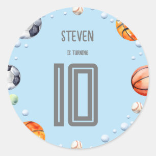 Ball sports kids birthday classic round sticker