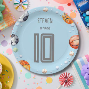 Ball sports kids birthday paper plate