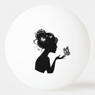 Balle De Ping Pong La femme papillons blancs Ball