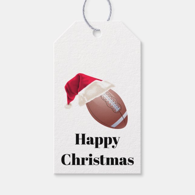 Baller Christmas American Football Santa Sports Gift Tags (Front)