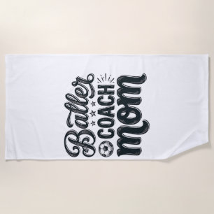 Baller Coach Mum Vintage Soccer Shirt Design_1 Beach Towel