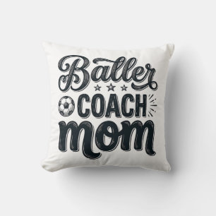 Baller Coach Mum Vintage Soccer Shirt Design_1 Cushion