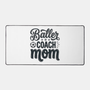 Baller Coach Mum Vintage Soccer Shirt Design_1 Desk Mat