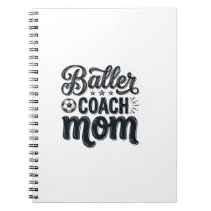 Baller Coach Mum Vintage Soccer Shirt Design_1 Notebook