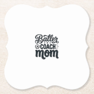 Baller Coach Mum Vintage Soccer Shirt Design_1 Paper Coaster