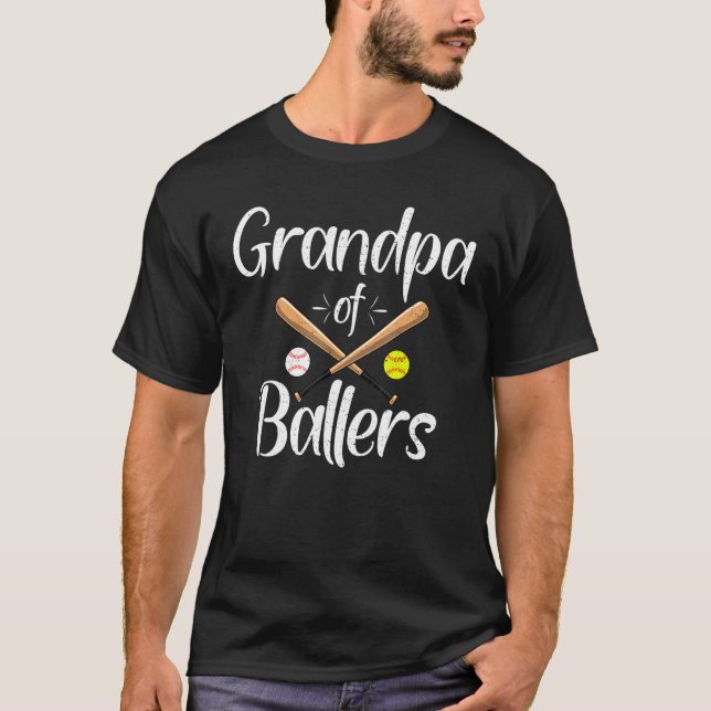 Baller Fathers Day Shirt Grandpa Of Ballers Baseba (Front)