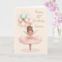 Ballerina 10th Birthday Card Folded Greeting Card~