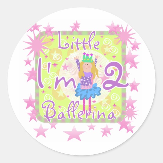 Ballerina 2nd Birthday Tshirts and Gifts Classic Round Sticker (Front)