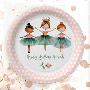 Ballerina 3rd Birthday Girl Paper Plate