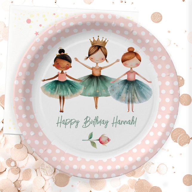 Ballerina 3rd Birthday Girl Paper Plate (Creator Uploaded)